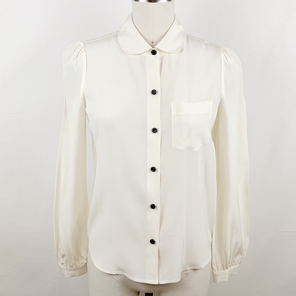 Kate Spade Ivory Silk Blouse with Black  Buttons - Picture 1 of 7
